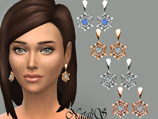  The Sims Resource: Shining snowflake earrings by NataliS