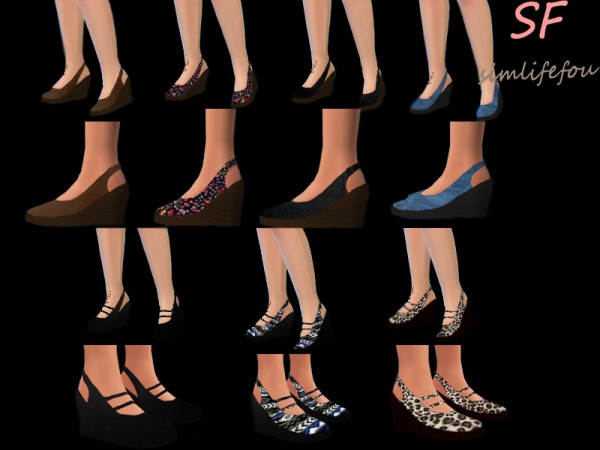  The Sims Resource: Mix Wedges Shoes by foufouchouchou