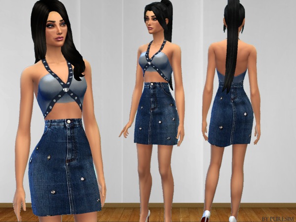  The Sims Resource: Denim Dress by Pure Sim