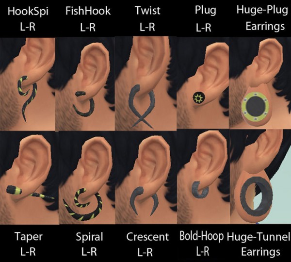  Mod The Sims: Piercings 10 items set semi layerable S4 by necrodog