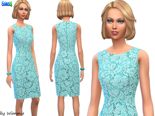  The Sims Resource: Lace Overlay Sheath Dress by Wimmie