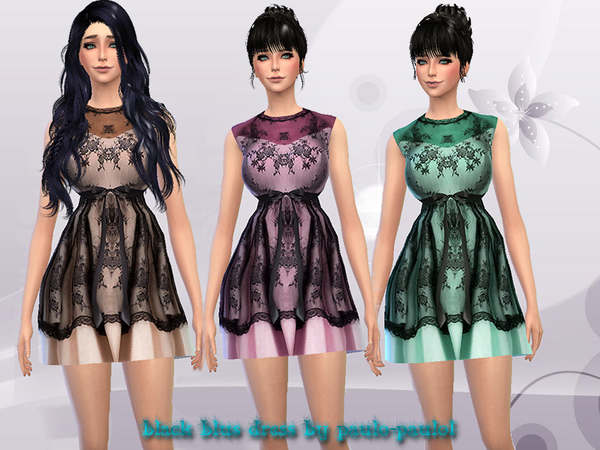  The Sims Resource: Black blus dress by paulo paulol