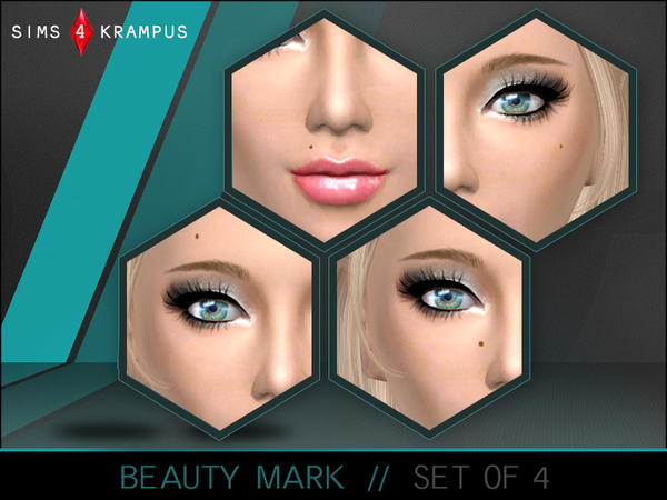  The Sims Resource: Beauty Mark Set of 4 by Sims4Krampus
