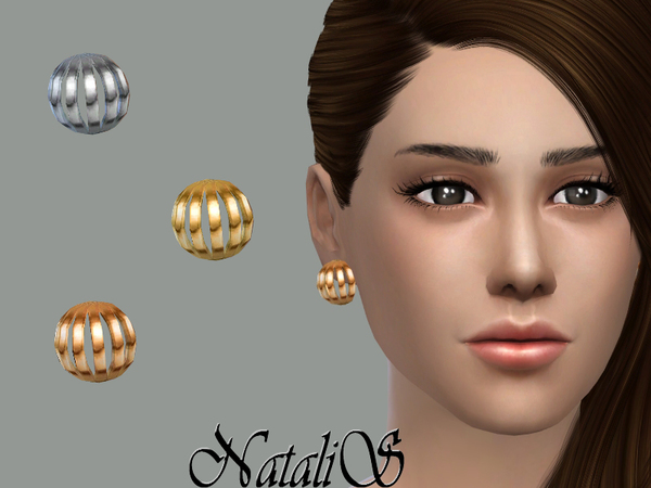  The Sims Resource: Cage like stud earrings by NataliS