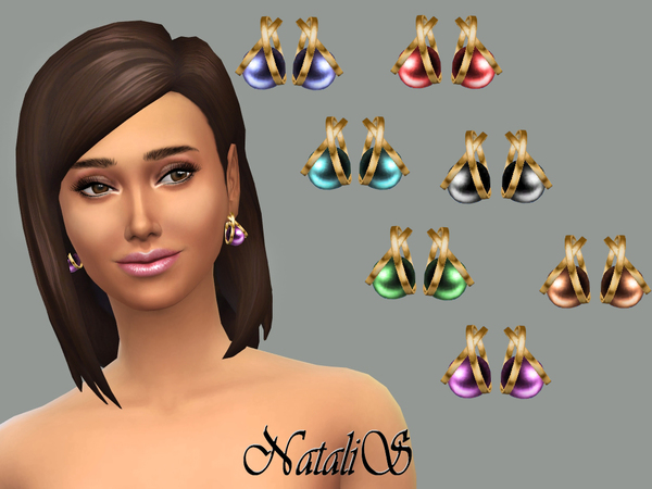 The Sims Resource: Hoop and pearl earrings by NataliS