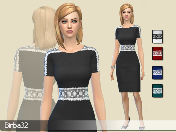  The Sims Resource: Belted dress lace by Birba32