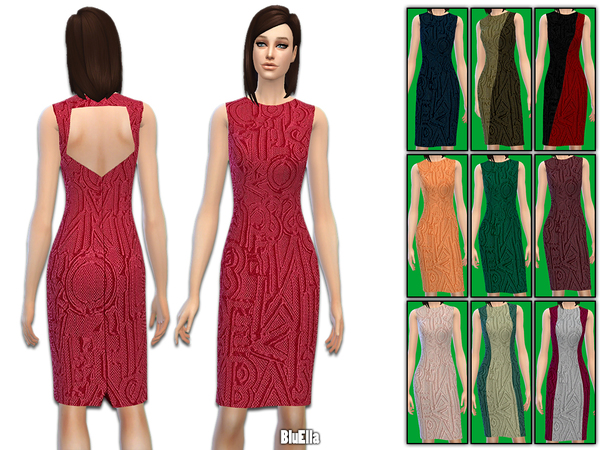  The Sims Resource: Embossed Alphabet Pencil Dress by BluElla