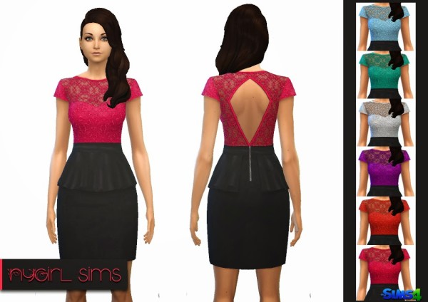  NY Girl Sims: Floral Lace Peplum Dress