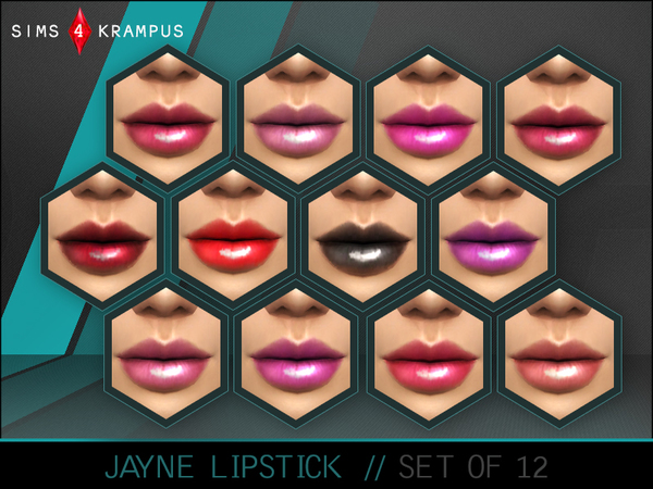 The Sims Resource: Set of 12 Lipsticks by SIms4Krampus