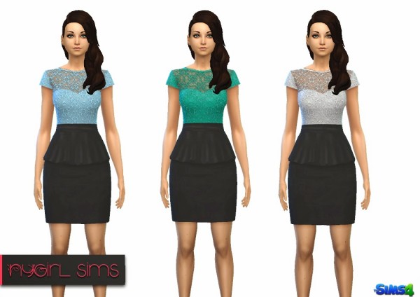  NY Girl Sims: Floral Lace Peplum Dress