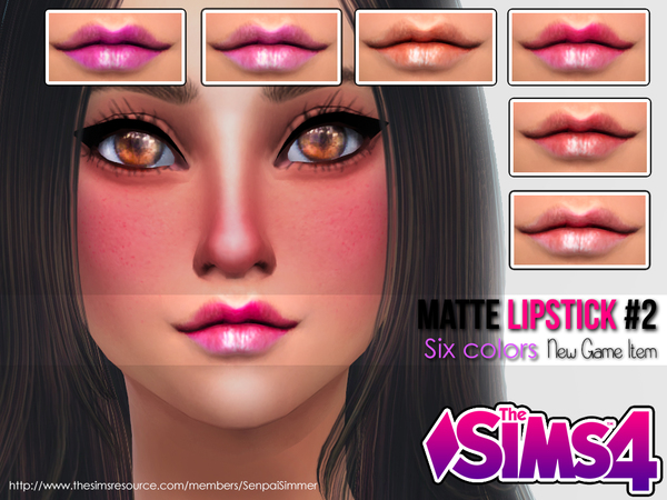  The Sims Resource: Matte Lipstick 2 by Senpai Simmer