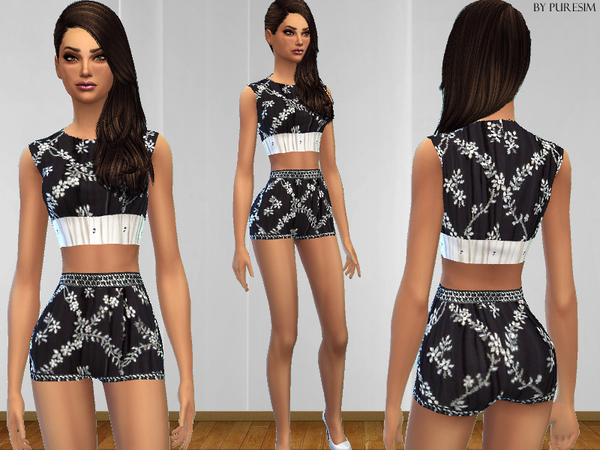 The Sims Resource: Floral Outfit by PureSim • Sims 4 Downloads