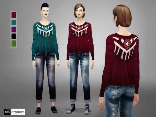  MissFortune Sims: Fringed Sweater