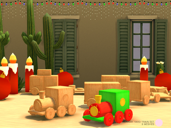  The Sims Resource: Holiday Yard Train Set by DOT