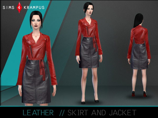  The Sims Resource: Leather Skirt and Jacket by SIms4Krampus