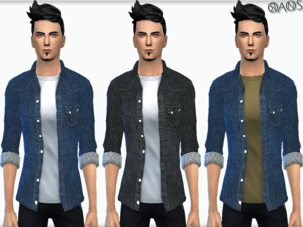 The Sims Resource: Crawfold Denim Shirt by OranosTR