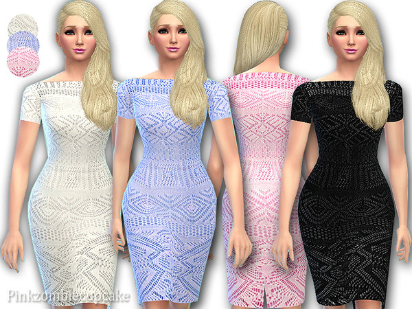  The Sims Resource: Crochet dress Ileana by Pinkzombiecupcake