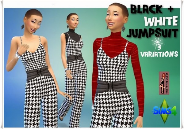  Annett`s Sims 4 Welt: Jumpsuit Black & White by Annett Sims 4 Welt