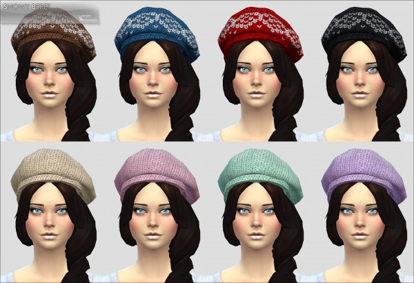  Mod The Sims: Snowy Beret  2 styles / 8 colors by Vampire aninyosaloh