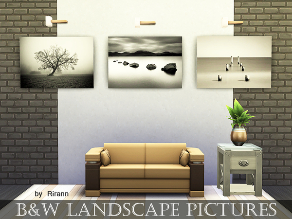  The Sims Resource: B&W Landscape Pictures by Rirann
