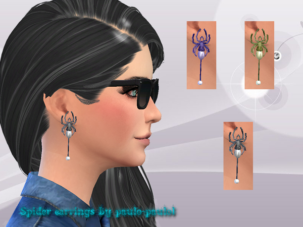  The Sims Resource: Spider earrings by Paulo Paulol