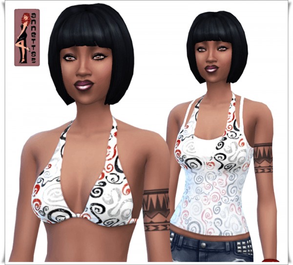  Annett`s Sims 4 Welt: Bikini Top & Shirt Criss Cross