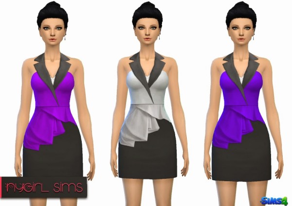  NY Girl Sims: Sleeveless Asymmetric Peplum Dress