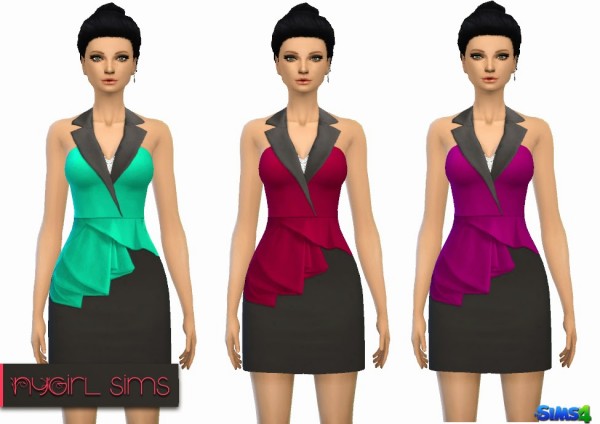  NY Girl Sims: Sleeveless Asymmetric Peplum Dress