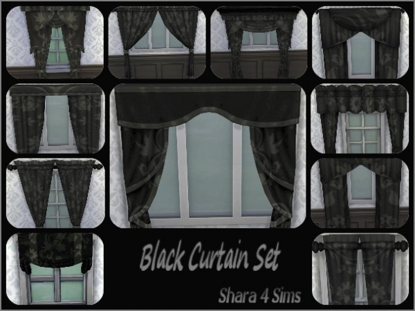  Shara 4 Sims: Black Curtain Set