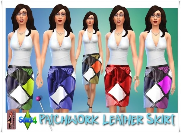  Annett`s Sims 4 Welt: Patchwork Leather Skirt