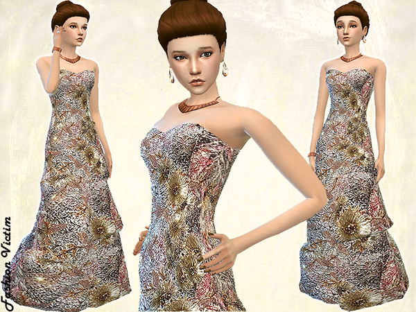  The Sims Resource: Brocade dress by Fashion Victim