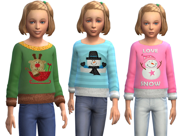  The Sims Resource: Oversized Top with Holiday Appliques by Weeky