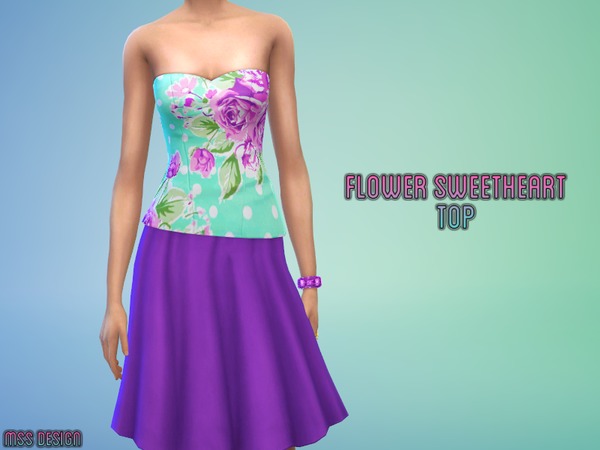 The Sims Resource: Flower Sweetheart Top by midnightskysims