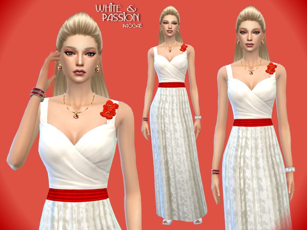  The Sims Resource: White&Passion dress by Paogae