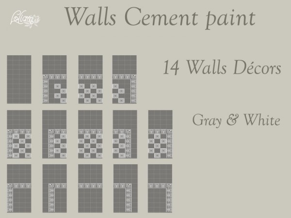  The Sims Resource: Set Walls and Floors Tile painted of Cement by LoliamSims