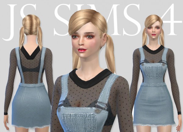  JS Sims 4: Denim Overall Skirt Set