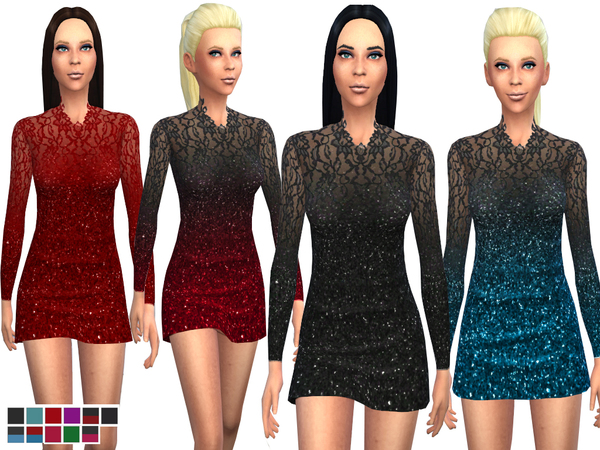  The Sims Resource: Sequined and Laced Dress by Weeky
