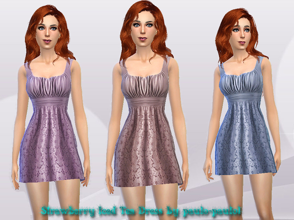  The Sims Resource: Strawberry Iced Tea Dress by Paulo paulol