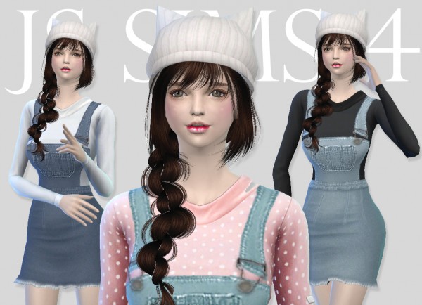  JS Sims 4: Denim Overall Skirt Set