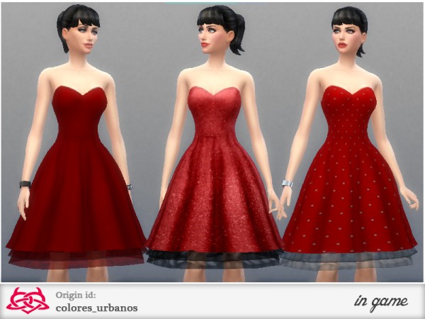  The Sims Resource: Basic Rockabilly Dress Strapless by ColoresUrbanos