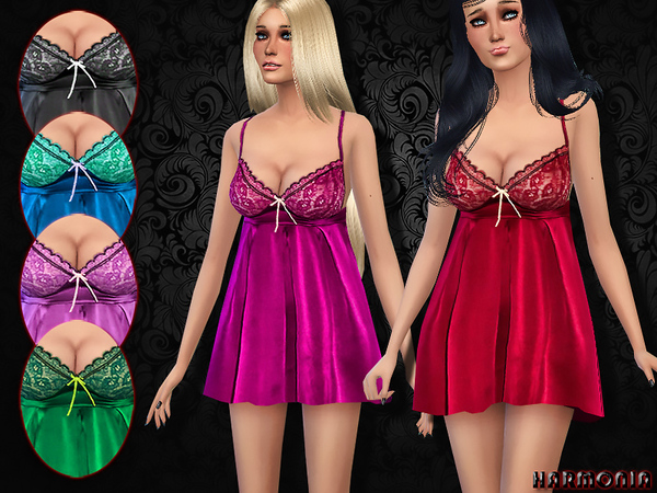  The Sims Resource: Chantilly Romantic Satin Babydoll by Harmonia
