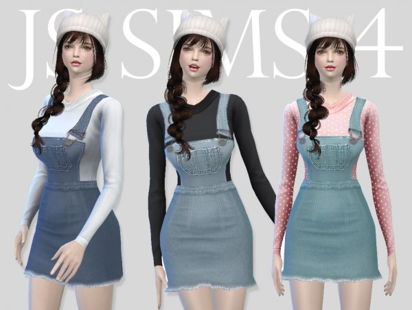 JS Sims 4: Denim Overall Skirt Set • Sims 4 Downloads