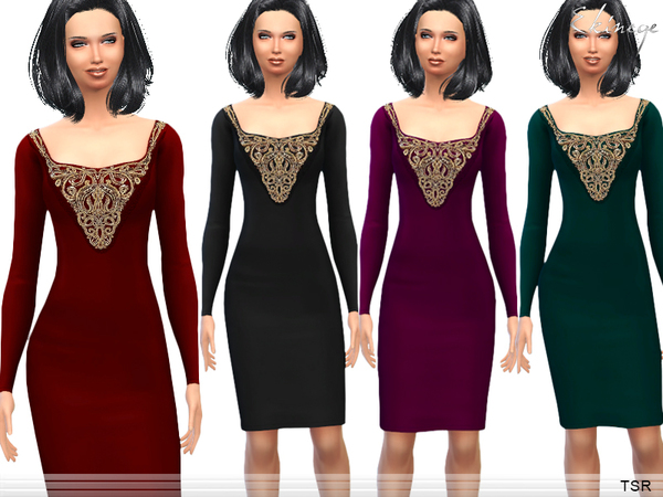  The Sims Resource: Embroidered Dress by Ekinege