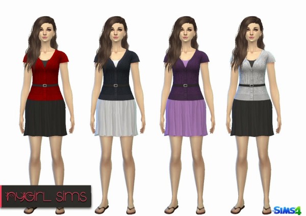  NY Girl Sims: Dress with Belted Sweater