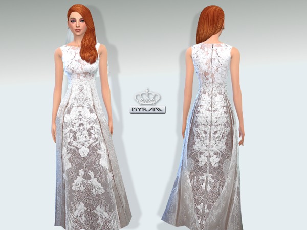  The Sims Resource: Lace Wedding Dress Sarah by EsyraM
