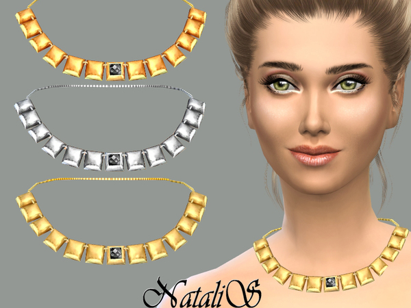  The Sims Resource: Squares Metal Necklace by NataliS