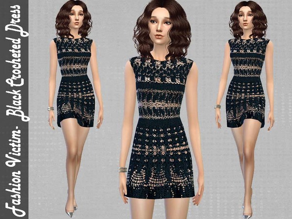  The Sims Resource: Black Crocheted Dress by Fashion Victim