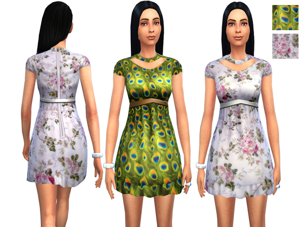  The Sims Resource: Printed Dress   2 Designs by Weeky