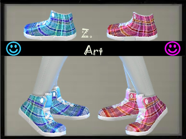  The Sims Resource: Checked Sneakers by Zuckerschnute20