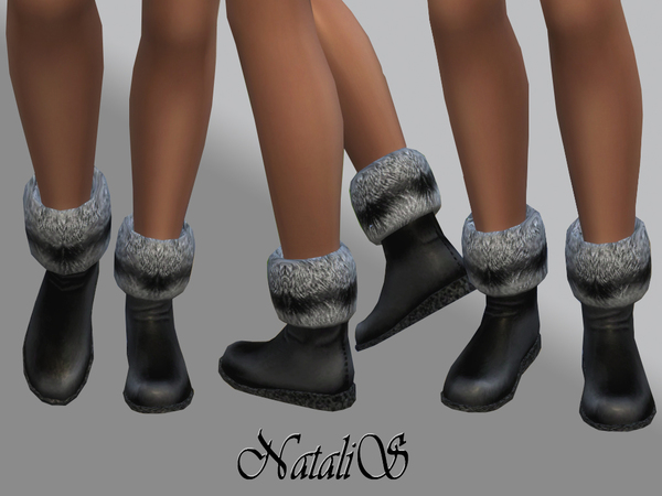  The Sims Resource: Flat low boots with fur by NataliS